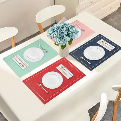 China Classic Style PU Table Place Mat Hot Sale Waterproof Silver Minimalist Accessories Gold Pcs Color Feature Weight Eco Material for sale