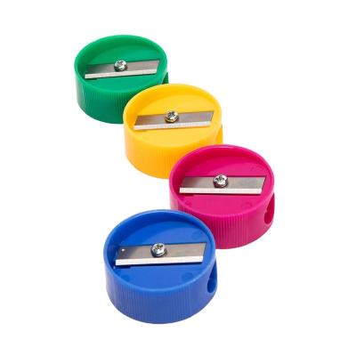 China 65Mn/PS Material Stable Quality Cheap Fancy Colorful Round Pencil Sharpener for sale