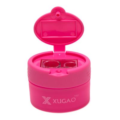 China Wholesale High Quality Novelty School Children Patent 65Mn/PS Baby Child Pink Material Safe Cosmetic Cute Box Double Hole Pencil Sharpener for sale