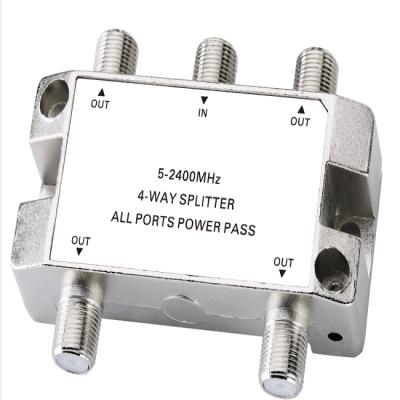 China CAS404 Zinc Alloy 4 Way Small Installation FTTH Cable TV Housing Splitter for sale