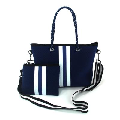 China Lightweight vintage neoprene bags and soft fabric shoulder bag wholesale nylon stripe printing neoprene women and men unisex cross body bag for sale