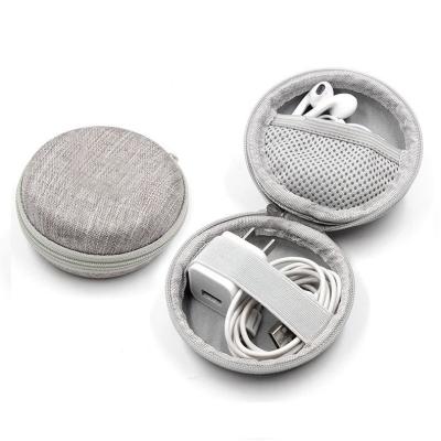 China 100% Eco-friendly Eva Fabrics Carrying Case Hard Shell Round Small Eva Protective Case with Zipper for Earphone, Charger, Data Cable for sale