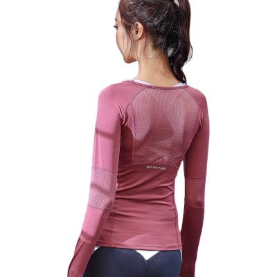 China 2021 Breathable Dry T-shirt Women's Long Sleeve Blazer Suit Fitness Yoga Running Gear Tight Top for sale