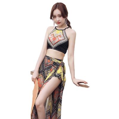 China 2021 New Female Fairy Fan Bikini Fan Split Swimsuit QUICK DRY Chiffon Hot Spring Holiday Sexy Three Piece Swimsuit for sale