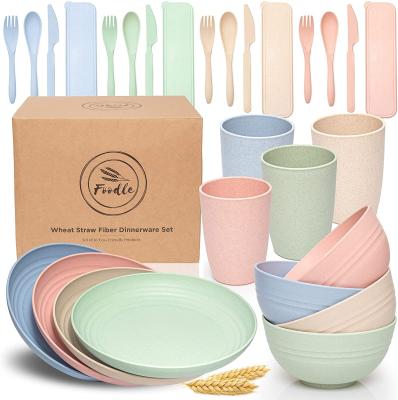 China Sustainable Wheat Straw Dinnerware Sets Dinnerware Mugs Plastic Wheat Straw Dinnerware Set for sale