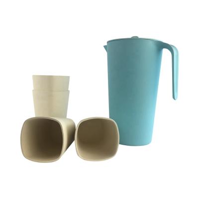 China Sustainable Set of 5 Pcs Reusable Biodegradable Bamboo Fiber Coffee Cup Eco-Friendly Bamboo Fiber Cups for sale