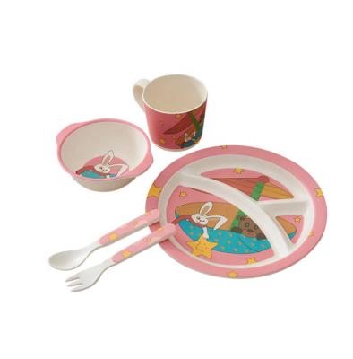 China 5 Pcs Eco-Friendly Baby Meal Set Eco-Friendly Set Bamboo Fiber Dinnerware Set for sale