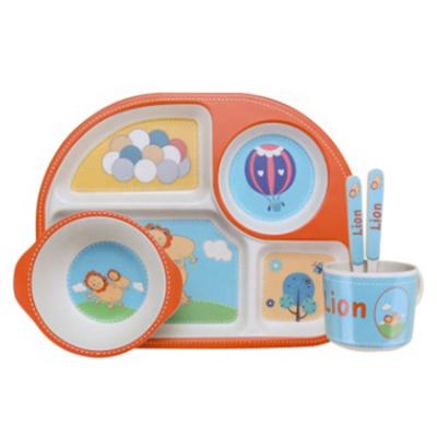 China Good Quality Bamboo Fiber Child Dinnerware Eco-friendly Tableware For Kid Baby Meal Set for sale