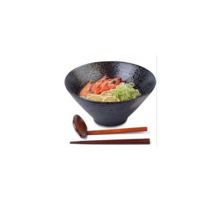 China Sustainable Set of 3pcs Custom Design Japanese Ceramic Ramen Bowl and Chopsticks Spoon Set for sale