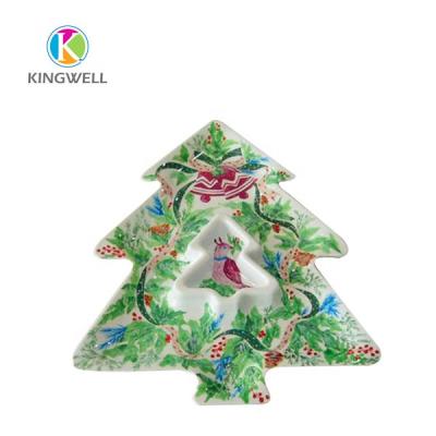 China Sustainable Tree Shaped Plastic Melamine Christmas Food Dishes And Trays for sale