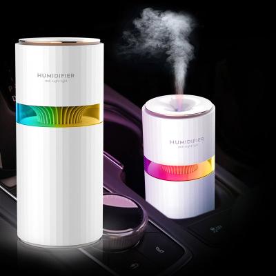 China New 7 Colors 400ml USB Home Car Diffuser Air Humidifier Mini Rainbow LED Night Light Cup Colorful Cool Mist Maker for Cars for sale