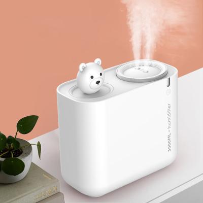 China New Bear 3L Hotel 2022 Humidifier 7 LED Night Cool Mist USB Office Room Humidifiers Cute Colorful Dual Light Spray For Bedroom for sale