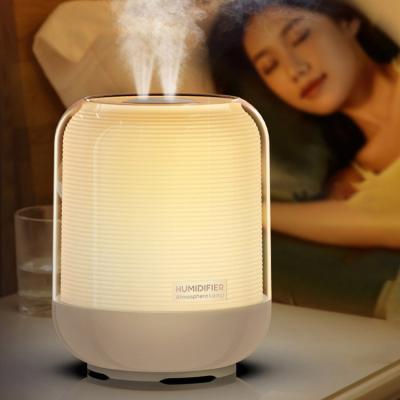 China Hotel 3L Double Jet Humidifier with LED Lamp 2022 New 3 L Wholesale Lightweight Large Cool Mist USB Room Air Moon Humidifiers for sale