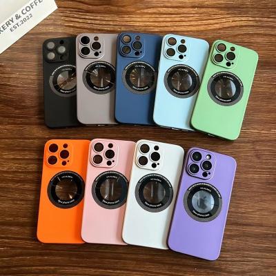 China Grain Shockproof Radio CD Full Cover PC Charging Case with Camera Lens Case for iPhone 14 12 13 pro plus Max Back Magnetic Phone Cover for sale