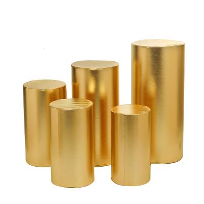 China Acrylic Cylinder Acrylic Rose Customized Wedding Acrylic Cylinder Round Pedestal Gold For Wedding Decoration for sale