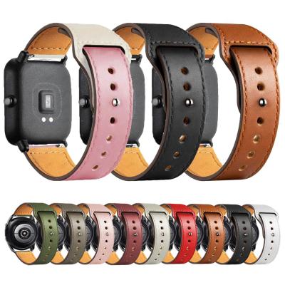 China Adjustable Leather Band 20mm/22mm For Amazfit GTS/2/2e/GTS2 Mini/GTR 3/Pro 47mm/GTR2/2e/stratos 2/3 Sports Watch Strap Amazfit Beep Strap for sale