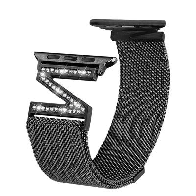 China Diamond Milanese Loop Stainless Steel Strap For Apple Watch Band 38mm 42mm 5 4 3 40mm 44mm Strap iwatch Women Stainless Steel Strap for sale