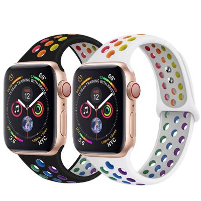 China Adjustable/Breathable Silicone Sport Strap For Apple Watch Band 7/SE/6 /5 /4 44mm 40mm 45mm Breathable Rubber Accessories Watch Band Strap 41mm for sale