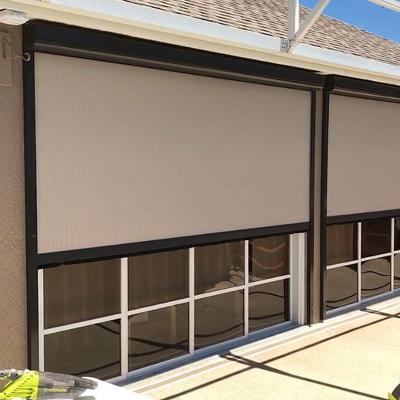 China Waterproof Wholesale Motorized Track Roller Shading Polyester Curtain Cassettes Exterior Window Vertical Drop Down Blinds for sale