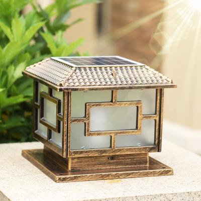 China Black Bronze Aluminum Solar Pillar Light Energy Saving Fence Solar Post Cap Lighting for sale