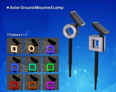 China IP65 7 Farben Quadrat Solar Lawn Lights 1200mA Batterie Steuerung Stake Licht zu verkaufen