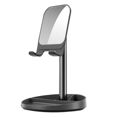 China Height Adjustable Phone Holder Tablet Stand Mobile Phone Holder Desk Stand With Makeup Mirror for sale