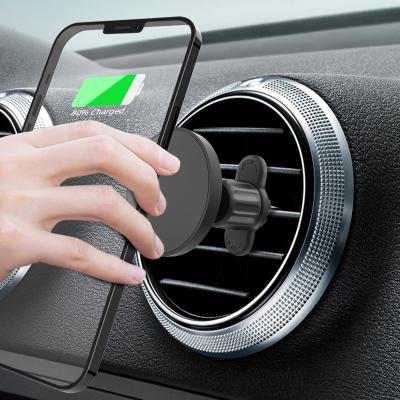 China Strong Magnetic New Design 15W Adjustable Fast Wireless Charging Air Vent Car Phone Holder For Iphone 12 for sale