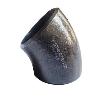 China Pipeline connection for Petroleum Gas Petroleum ASME B16.9 a106 Carbon Steel Seamless Butt Welding IR 45 Degree LR 4in Pipe Fitting Elbows with good price for sale