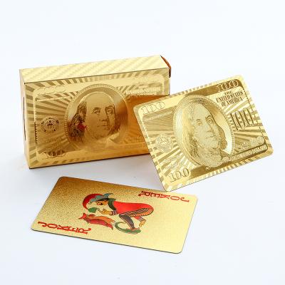 China Customized Plastic Paper Hot Selling Plastic Card Game Printing Simple Design 24k Gold Playing Cards for sale