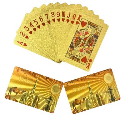 China Waterproof Colorful Waterpoof Gold Foil Playing Cards DUBAI Playing Cards CASINO Customized PET Poker for sale