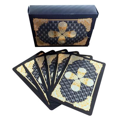 China Playing 2021 New Black Foil Gold Poker Casino Custom Design High Quality Plastic Gold Foil Black Playing Cards for sale