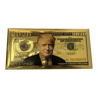 China USA Money Envelope 24K Gold Foil Plated Donald Trump $2020 Holiday Card Gift Wrapping for sale