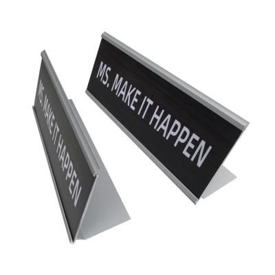 China USA Ms Make It Happen Silver Aluminum Holder Officemate Name Plate for sale