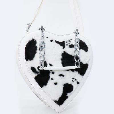 China Other Fashion Heart Shaped Faux Fur Punk Plush OEM/ODM Women Shoulder Bag for sale