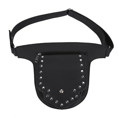 China Fashion Travel Gothic Fanny Pack Pu Leather Bags Rivet Purse Pouch Steampunk Waist Bag for sale