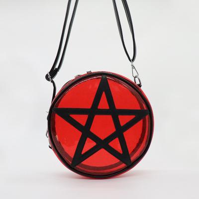 China Other Bag Factory Professional Lady Colorful PVC Round Purse Candy Color Clear Custom Shoulder Bags With Pentagram for sale