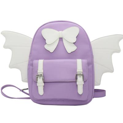 China Custom Cute Backpack Lolita Style Cosplay Bags Vegan Kawaii School Leather Shoulder Bags Waterproof With Detachable Wings for sale