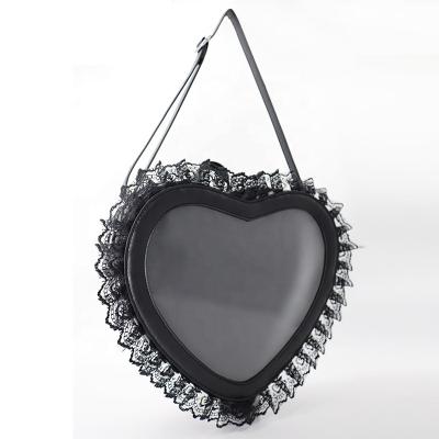 China ITA Bags Professional Ita Bag Factory Pin Bags With Lace Ruffle Clear Window Heart Shaped Backpacks Display for sale