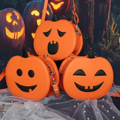 China Anti Theft Customize Pumpkin Shape With Different Face Emotion PU Leather Cross - Body Bag Purse for sale