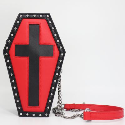 China Custom Gothic Fashion OEM Style Coffin Shape Bag Anti-theft With Cross Elegant Chain Bag for sale