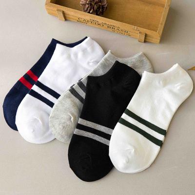 China Spring And Summer Sustainable Men Socks Cheap Athletic Socks Sports Ankle Two Striped Low Solid Sporty Ankle Sock Cheap Cut Wholesale for sale