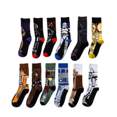 China Viable Wholesale Hot Selling Popular Couples Stocking Funny Characters Cotton Hero Cartoon Novelty Men's Socks Awesome Crew for sale