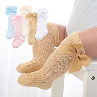 China Viable Wholesale Cute Baby Bumps Infant Princess Dress Sock Socks Beautiful CIA Mesh Knee High Bow Mesh Summer Toddler Cute Stockings for sale