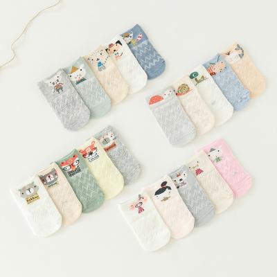 China 2021 Spring Summer Viable Baby Bumps 0-36M Cotton Soft Cartoon Tiger Dog Mesh Cute Lovely Pig Bee Ankle Toddler Boys Girl Toddler Sock for sale