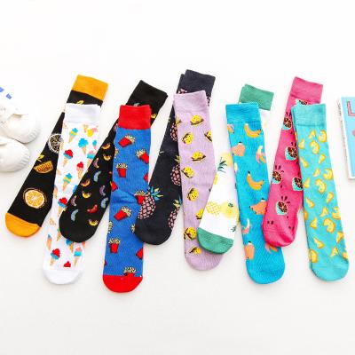 China Viable Kids Socks Fruit Casual Banana PineapplePrint Cartoon Boys Girls Kids Knee High School Socks Funny Cotton Colorful So for sale