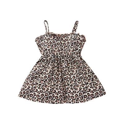 China 2021 New Breathable Baby Dress Infant Leopard Suspand Tie Up Summer Mini Dresses For Party Girl Cute Clothing Outfit Lovely for sale