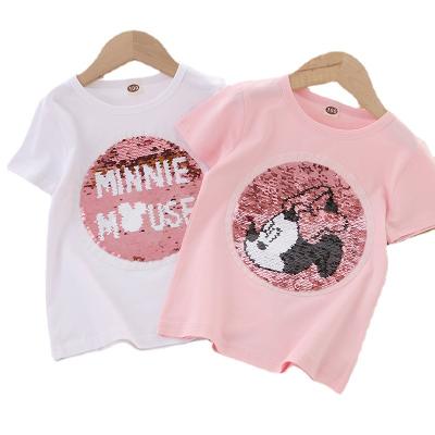 China Summer Viable Children T-shirts Elsa Anna Minne Mouse Kids T-shirt Girl Child Tees Cartoon Apparel Top Gear Frozen for sale