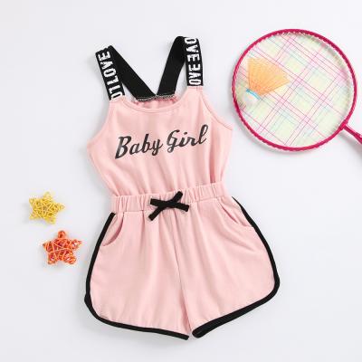 China Breathable Overall BABY Summer Kids Girls Letter Print Letter Printing Toddler Overalls Sleeveless Outfit Clothing for sale