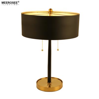 China Meerosee Modern Black Gold Bedside Lights Hotel Goods Lighting Table Salt Lamp Study Table Luxury Himalayan Lamps M85963 for sale