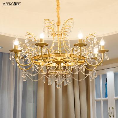 China Meerosee Contemporary Crystal Tassel Chandeliers Copper Aluminum 3/6/8/10am Lighting Fancy Lights for Home MD86897 for sale